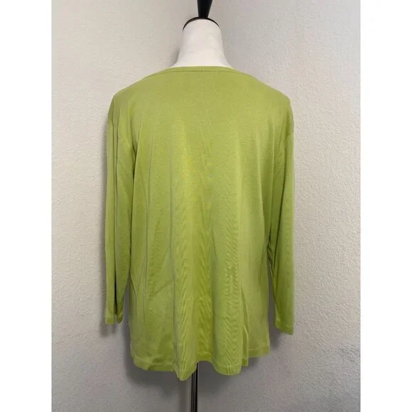 Naturals Coldwater Creek Women's Lime Green Pullover‎ Blouse Size XL - Picture 3 of 12
